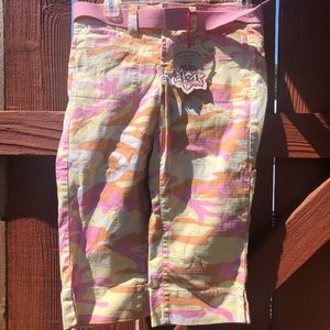Pink/yellow/Orange/White Camo Capris